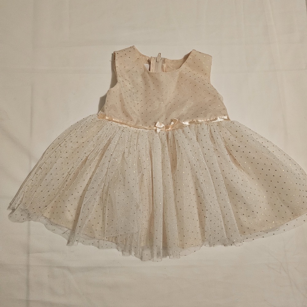 Bonnie Baby Cream and Gold Sparkle Dress